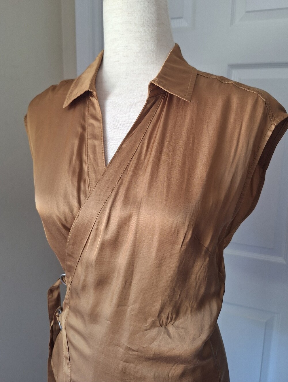 Anthropologie Short Sleeve Sash Belt Wrap Top - Picture 6 of 14